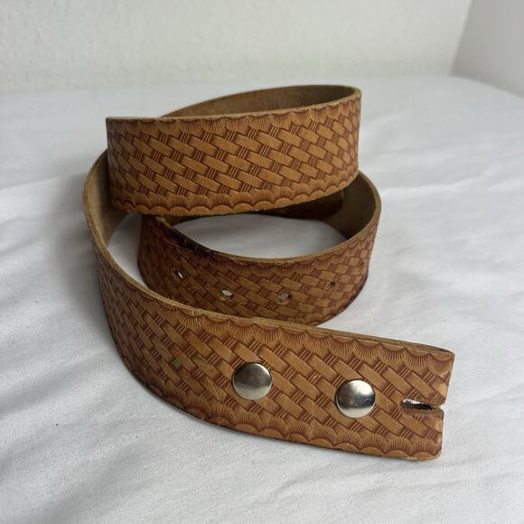 Master Mechanic Hand Tooled camel Belt Size 35 to 45, no buckle, Interchangeable - Picture 2 of 10
